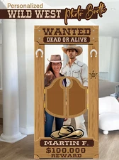 Western Photo Booth 6.5ft, Personalized Wild West Saloon Photo Booth