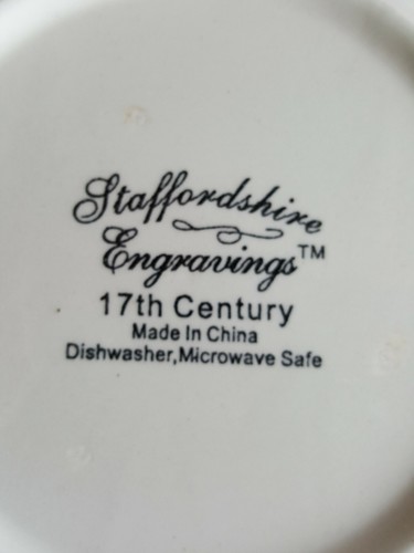 Juego vintage de 4 grabados de Staffordshire siglo XVII plato de ensalada roja vajilla de transferencia - Imagen 5 de 5