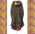NEW! size L SACAI Green Embroidered Parka Coat with Faux fur Detachable Hood — photo 4