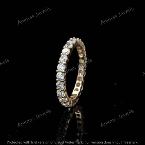 2 CT Moissanite Full Eternity Anniversary Wedding Band 14K Yellow Gold ...