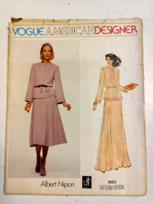 Top Skirt Belt 8 Vogue 1983 Sewing Pattern VTG American Designer Albert Nipon FF