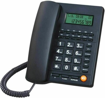 Telefono fisso con cavo per casa e ufficio telefonico supporta il numero di chiamata telefoni digitali (nero