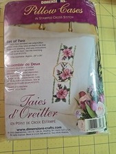 Dimensions Stamped Cross Stitch Pillowcases Hummingbird Floral 72968 NOS 20"x30