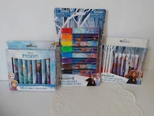 Disney Frozen 2 sets of 10 Jumbo Crayons and 1 pack 8 count Markers NEW