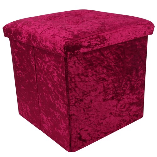 Crushed Velvet Ottoman Foot Stool Storage Box Furniture Seat Rest Cube Foldable - Picture 7 of 7