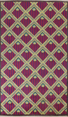Thick-Plush Geometric Nepalese Oriental 5x8 Area Rug Handmade Wool Modern Carpet