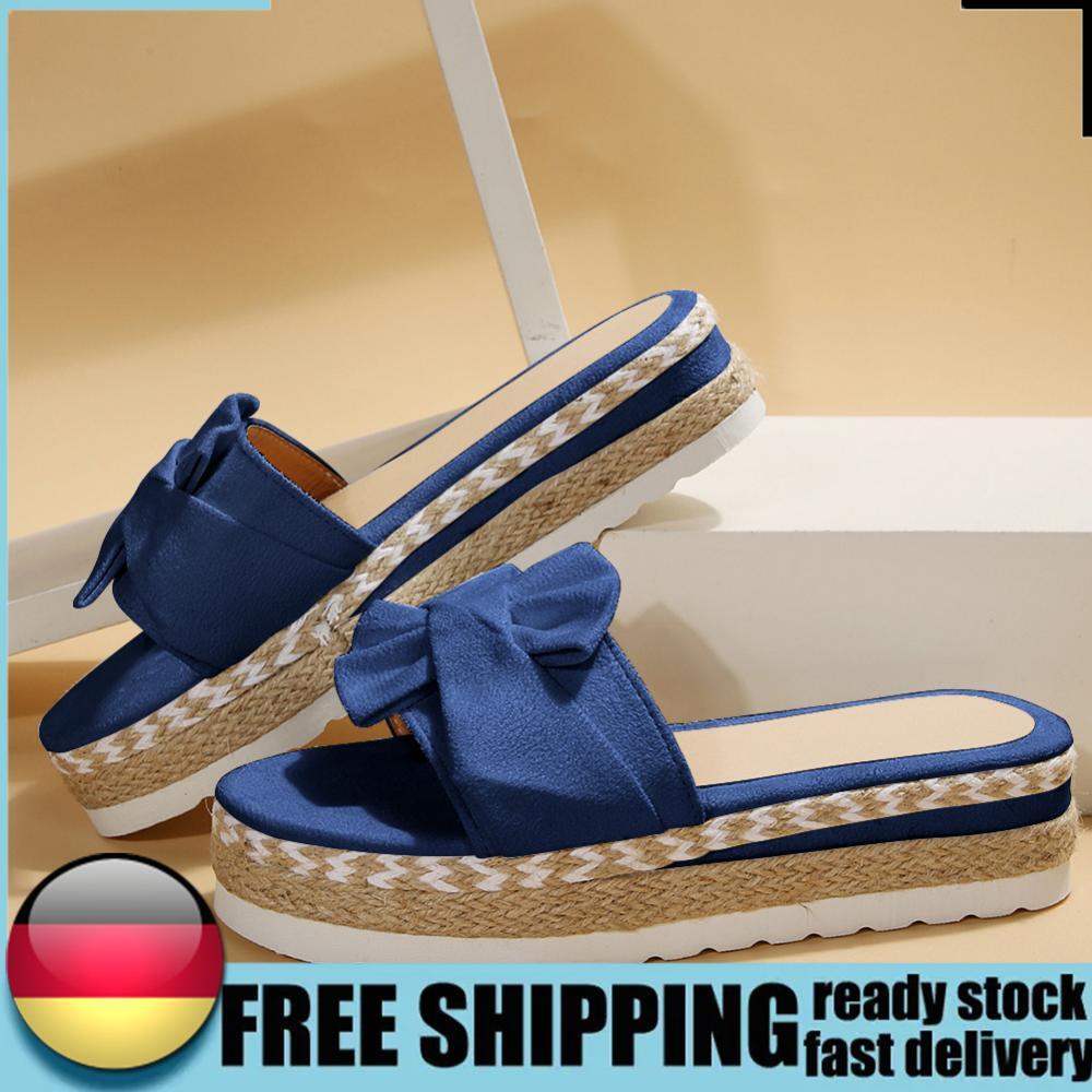 APL Ciabatta donna antiscivolo fiocco zeppe plateau per interno esterno (43 blu)