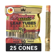 King Palm Mini Cones Natural Rolling Paper 25 Pack Tobacco Free Prerolled