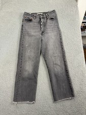 Levis Premium Ribcage Straight Jeans Women's 29 Black Button Fly Stretch