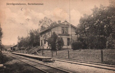 Vintage Postcard of Järnvägsstationen, Bernshammar, Sweden - Mailed 1925