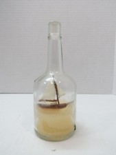 6+3/4 Inch Vintage Maritime Folk Art Sailing Ship in a Bottle Model   (I2E686C)