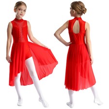 UK Lyrical Dance Costume Girls Contemporary Dancewear Sparkly Ballet Leotard