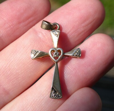 Jacmel Mauritius JCM Gilded Sterling Silver Cross Pendant 925 2.4g 1.25 Inches