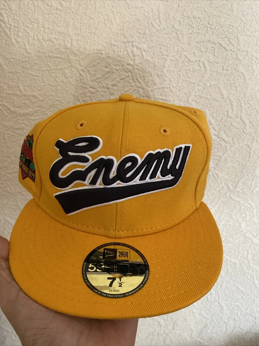 Supreme Public Enemy New Era Baseball Hat Yellow 7.5 Brand New Ultra Rare
