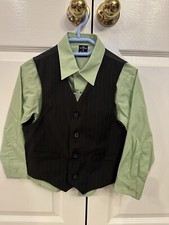 DOCKERS Kids Suite Set no Pants Size 6 green Shirt - Black Vest