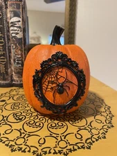 Boston International Halloween Pumpkin with Framed Spider Face NWT