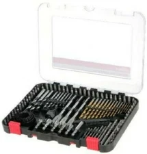 100pc Professional Wood Metal Masonry Drill Bits Screws Nut Driver Hole Saw Kit