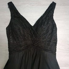 Christina Wu Collection Black Lace V Neck Fitted Formal Wedding Long Dress Sz 8