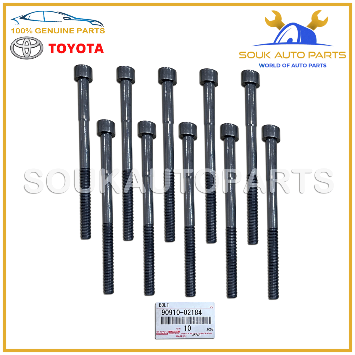 90910-02184 Genuine Toyota HEAD BOLT SET 1AZ/2AZFE (10 Pc