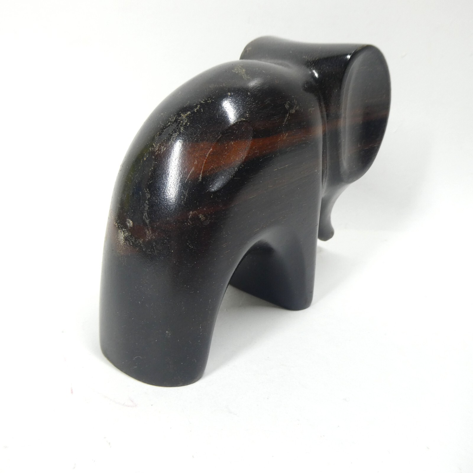 Carved Wooden Elephant Figurine 5" Long Modern MCM Vintage Philippines