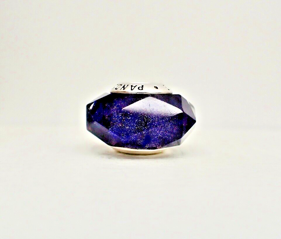 Authentic Pandora #792984C00 Fauceted Blue Murano Glass Charm | eBay