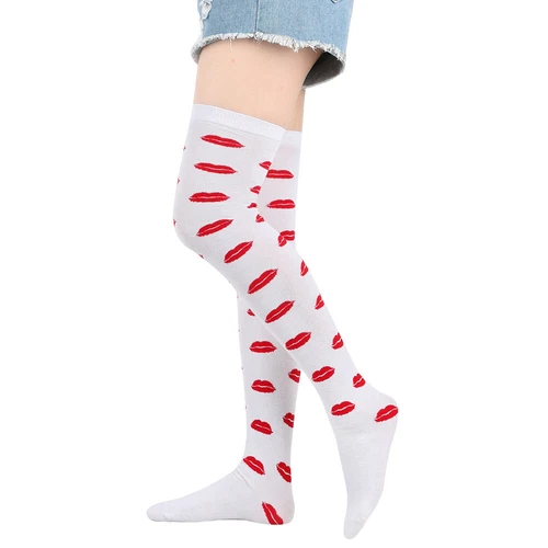 Nuevo Mujeres Sobre las Rodillas Extra Largo Muslo Alto Corazón Labios Fiesta Calcetines Amor Calcetines - Imagen 10 de 40
