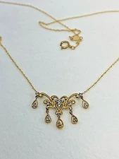 Vintage ~ 14kt Yellow Gold Diamond 19" Victorian Style Necklace