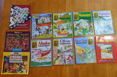 lot(11) Puzzle Books Highlights Which Way USA? Kids Road Atlas Amazing Mazes New