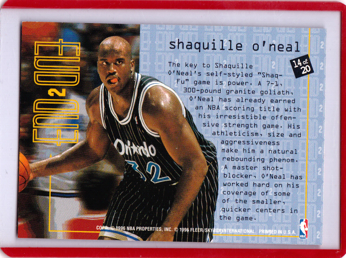 1995-96 Fleer End 2 End Shaquille Shaq O'neal #14 of 20 Insert