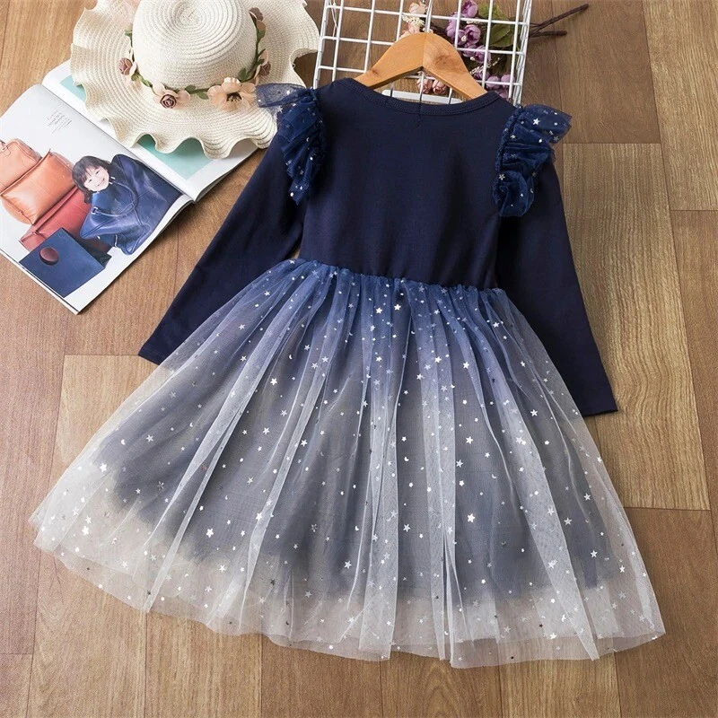 Vestido De Fiesta Para Niñas Navidad Ropa De Niños Informal de 6 y 8 Años 2023 | eBay