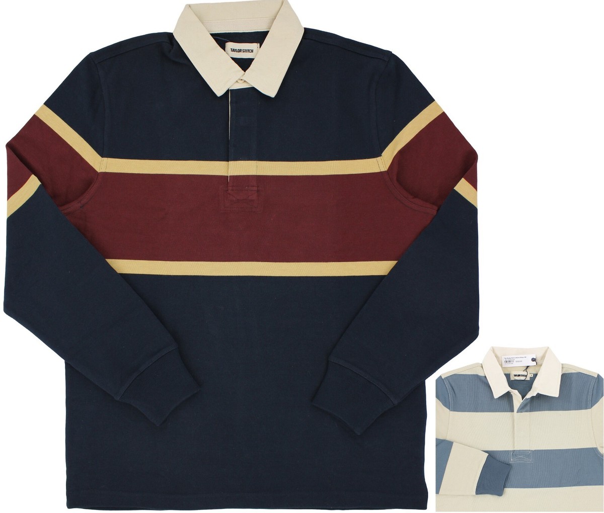 Taylor Stitch Men's Rugby Shirt Long Sleeve Collared Cotton Knit