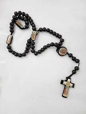 guadalupe Rosary Wooden Black / Rosario Virgen de Guadalupe Negro baptism favor