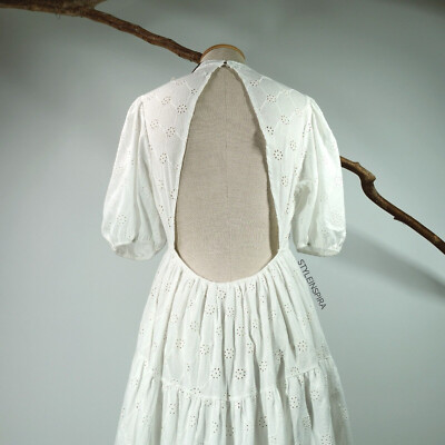 ZARA   KLEID MIDIKLEID CUT OUT BAUMWOLLE BESTICKT LOCHSTICKEREI ALL WHITE PARTY