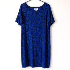 Pure Collection Blue Black Animal Print T Shirt Dress UK 10 NEW