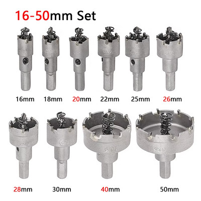10Pcs16-53Mm Alloy Hole Saw Set Carbide Tip TCT Metal Cutter Core Drill Bit Kits