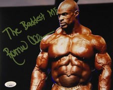 Ronnie Coleman Signed 8x10 inscription "The Baddest MF" JSA