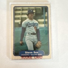 Fleer Steve Sax Los Angeles Dodgers Baseball Rookie Card #21 1982 Card Stock. rookie card picture