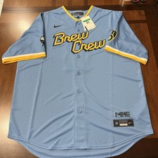 NWT Milwaukee Brewers Lorenzo Cain Jersey City Connect Nike Brew Crew $160 Sz XL