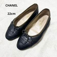 CHANEL Ballerinas 22 cm schwarz Leder stilvolle Freizeit formelle Schuhe