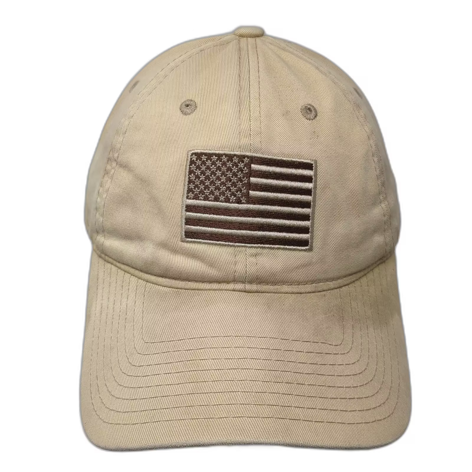 Rapid Dominance Baseball Cap Beige Brown OS Embroidered American Flag Patch Hat
