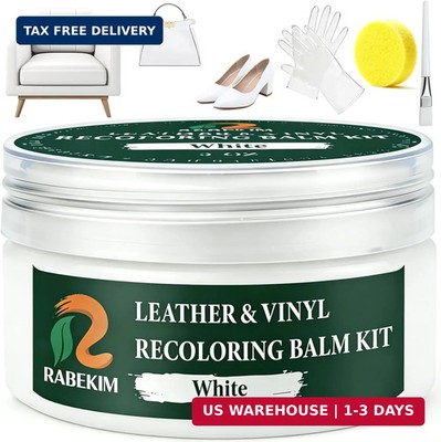 White Leather Repair Kit, Leather Recoloring Balm - Restore & Repair Faded Leath
