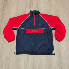 Vintage Fila Windbreaker Jacket Mens XL Navy Red Colorblock 1/4 Zip Lined Anorak