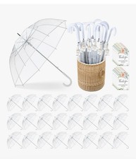 24 Pcs Clear Bubble Umbrellas Bulk 52 Inch Large Windproof Wedding Umbrellas ...