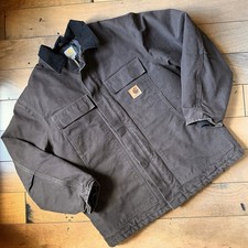 Carhartt C26 DKB Chore Brown Jacket Men LARGE Detroit Arctic Quilt Lined