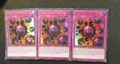 3x Crush Karten Virus Kartenvernichtungsvirus  Ultra Rare Holo Englisch   