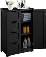 Wooden Bathroom Floor/Side Storage Organizer Cabinet W/ 4 Drawers  1 Cupboard