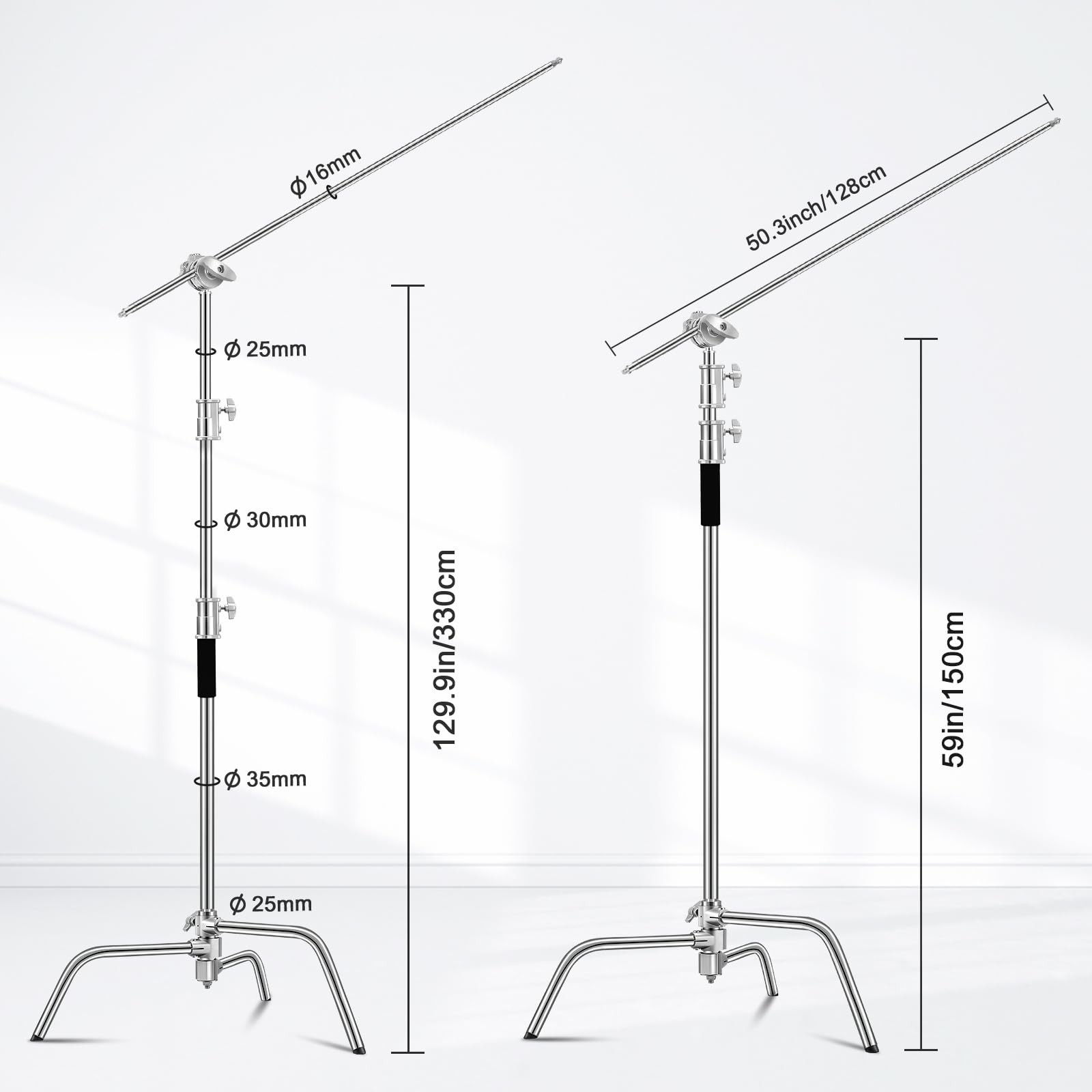 Heavy Duty C Stand 10.8ft/330cm with Holding Arm Carry Bag Sandbag 3*Clip 2*G...