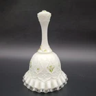 Fenton Violets In The Snow Spanish Lace Silver Crest Bell Artist Signed