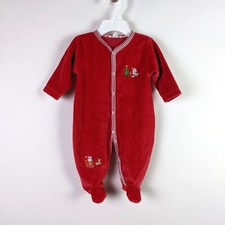 Kissy Kissy Kids 0-3M Velvet Santa Christmas Magic Velour Footie Sleeper in Red