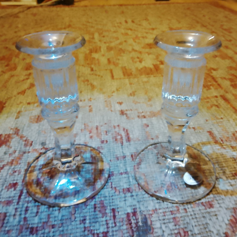 Gorham Crystal Candlestick Holders Clear Full Lead Crystal West Germany